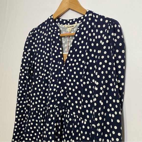 Boden Naomi Relaxed Jersey Dress 6R Navy Abstract Dot Preppy Feminine Polka dot - Picture 5 of 12